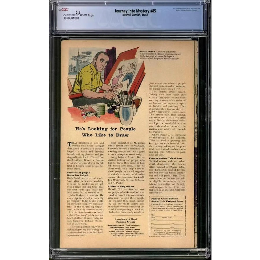 Journey Into Mystery #85 CGC 5.5 (OW-W) | First Loki Appearance