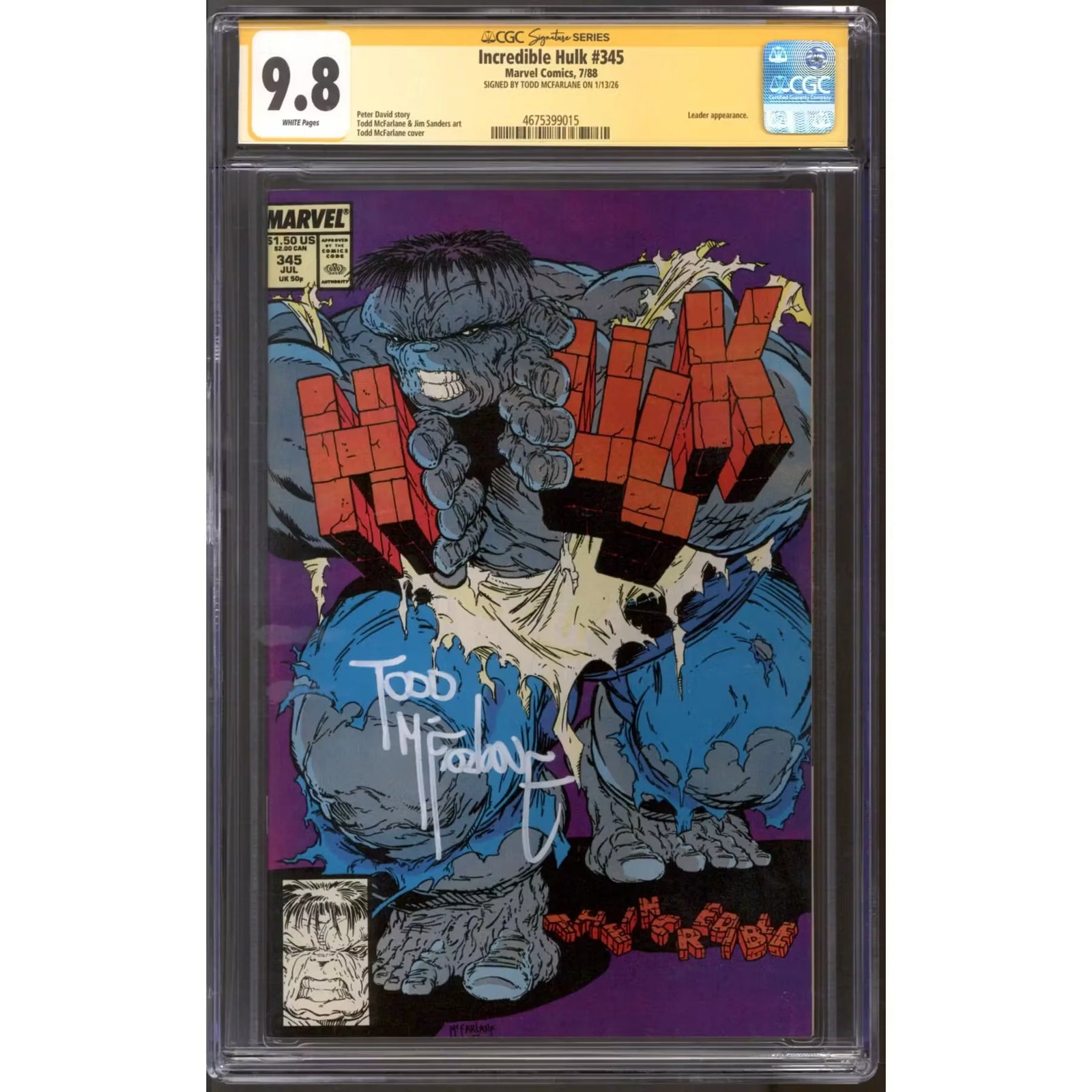 Incredible Hulk #345 CGC 9.8 | Todd McFarlane Signature Series