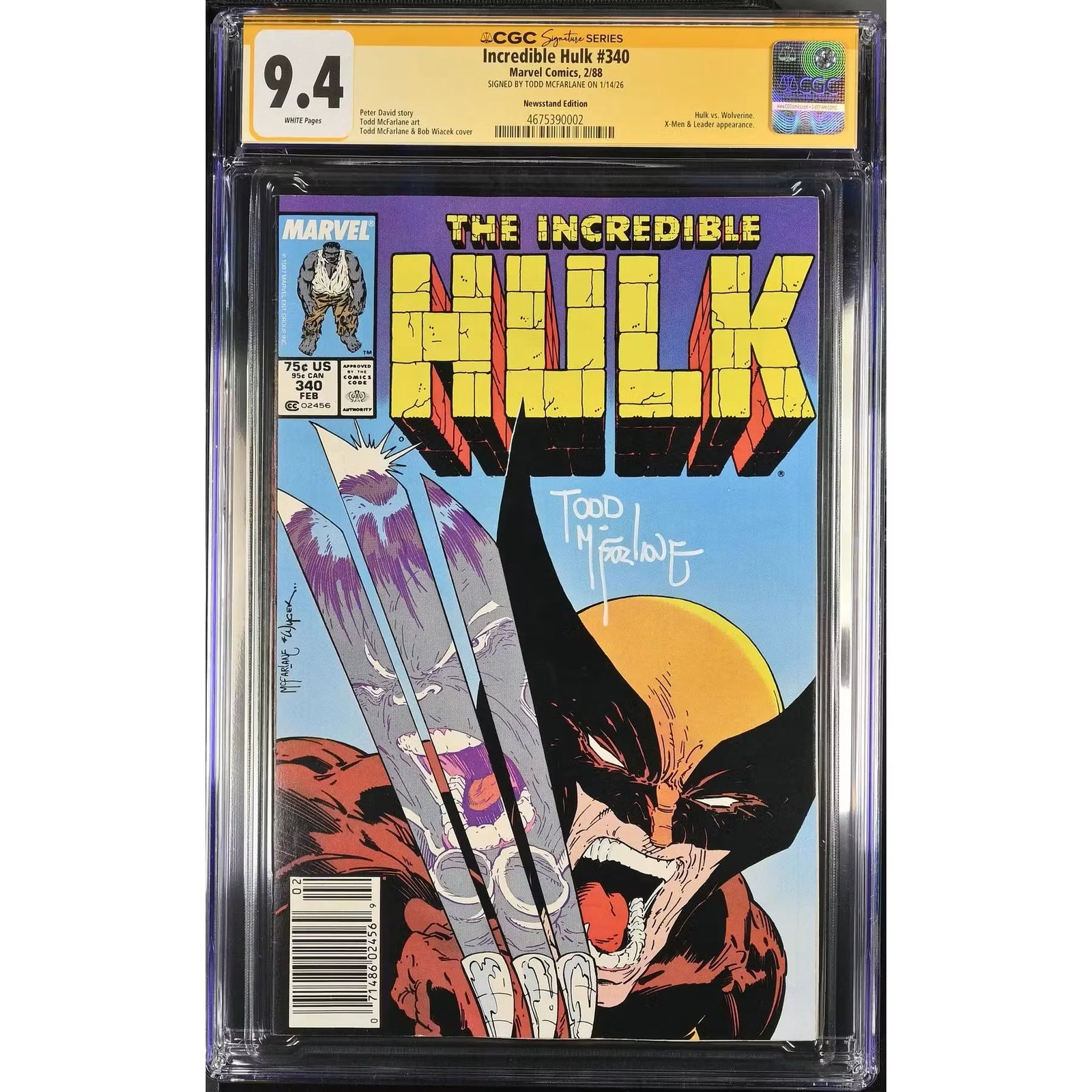 Incredible Hulk #340 Newsstand Variant | CGC 9.4 Todd McFarlane Signature Series