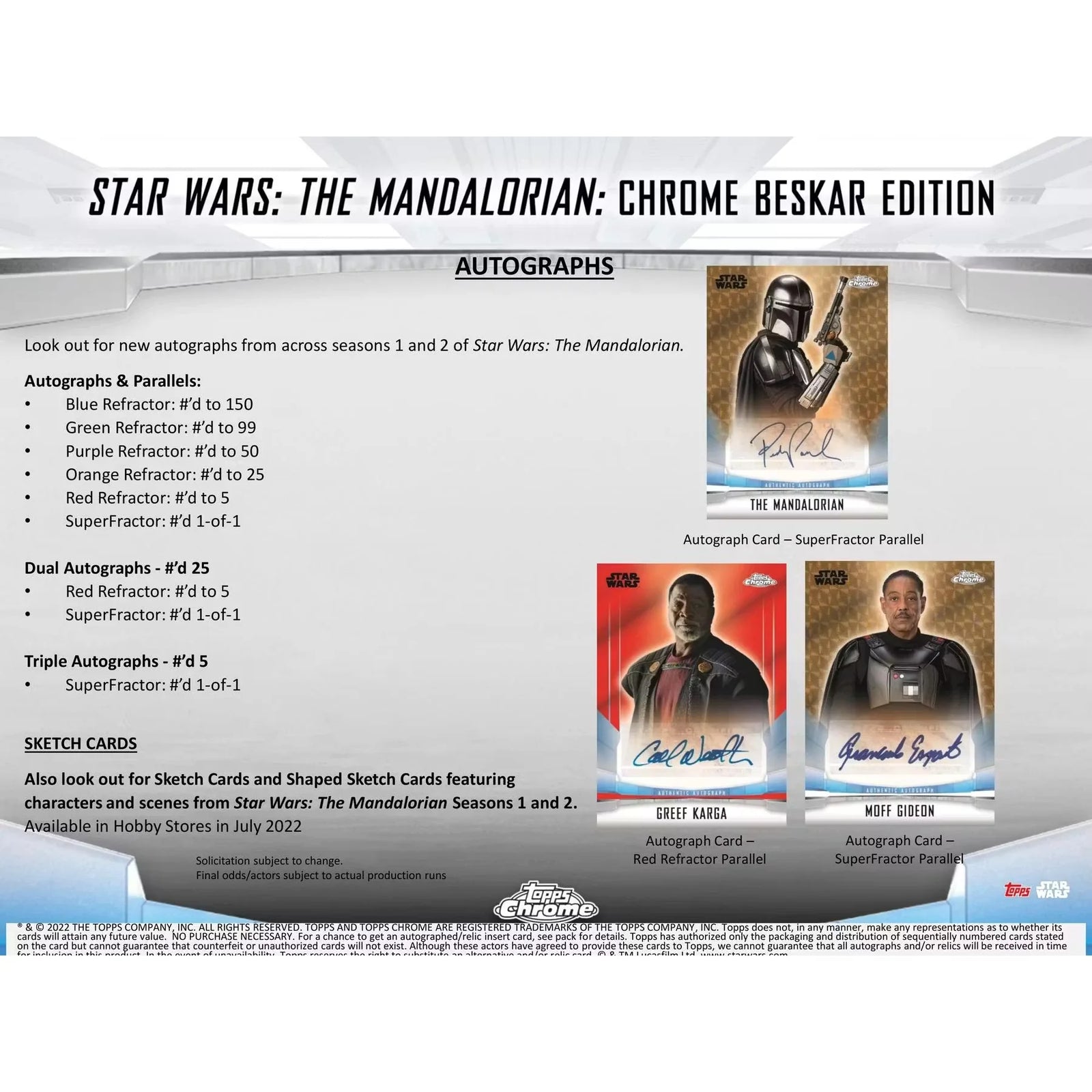 2022 Topps Star Wars The Mandalorian Chrome Beskar Edition Hobby Box (Ships Sealed Only)