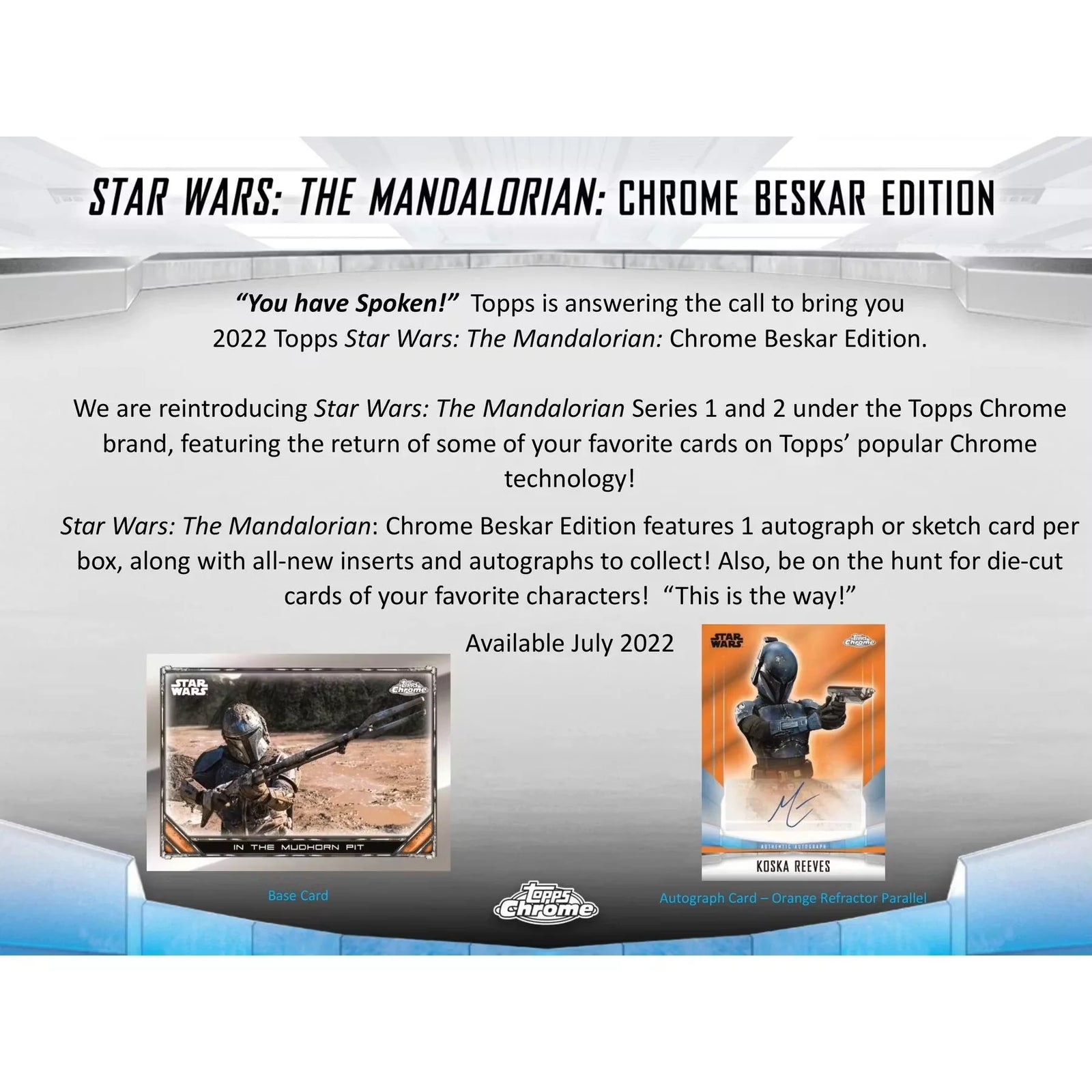 2022 Topps Star Wars The Mandalorian Chrome Beskar Edition Hobby Box (Ships Sealed Only)