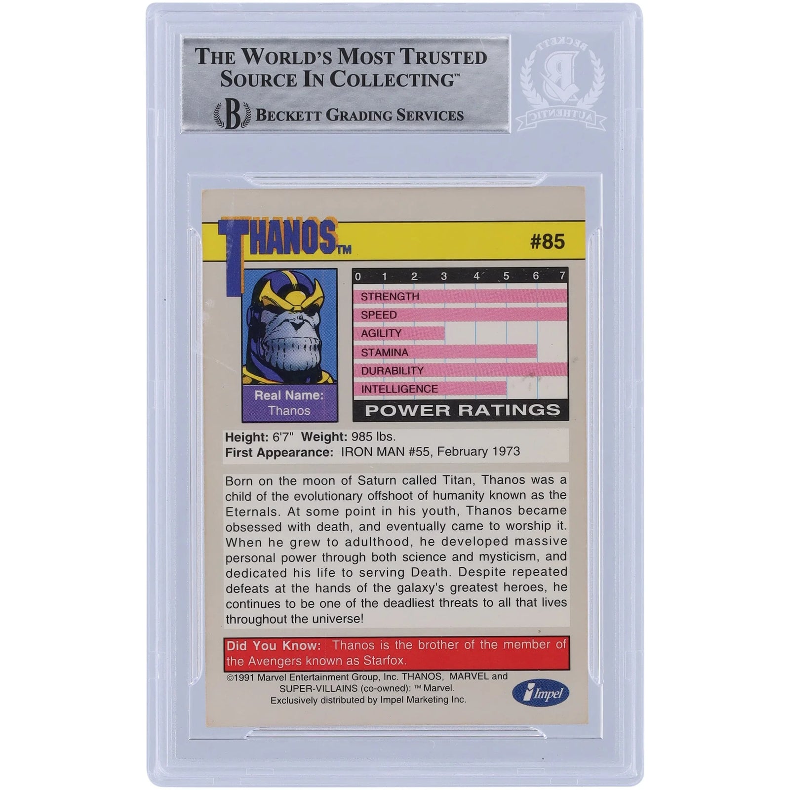 Josh Brolin Signed 1991 Impel Marvel Universe II Thanos #85 Card | Beckett Authenticated