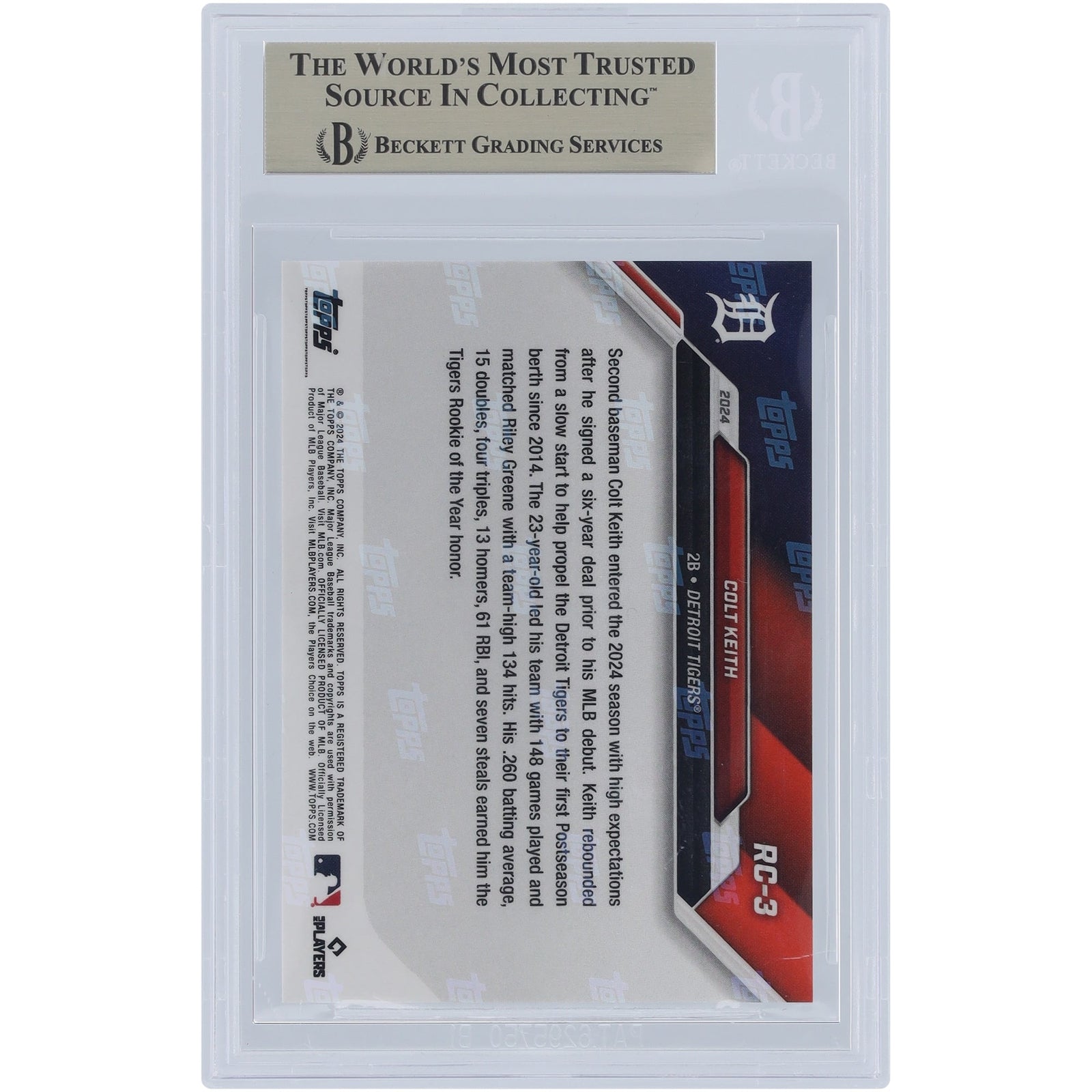 Colt Keith Detroit Tigers 2024 Topps Now 2024 Rookie Cup Team RC3 BGS Authenticated 9.5 Rookie Card - The Ballers Bank