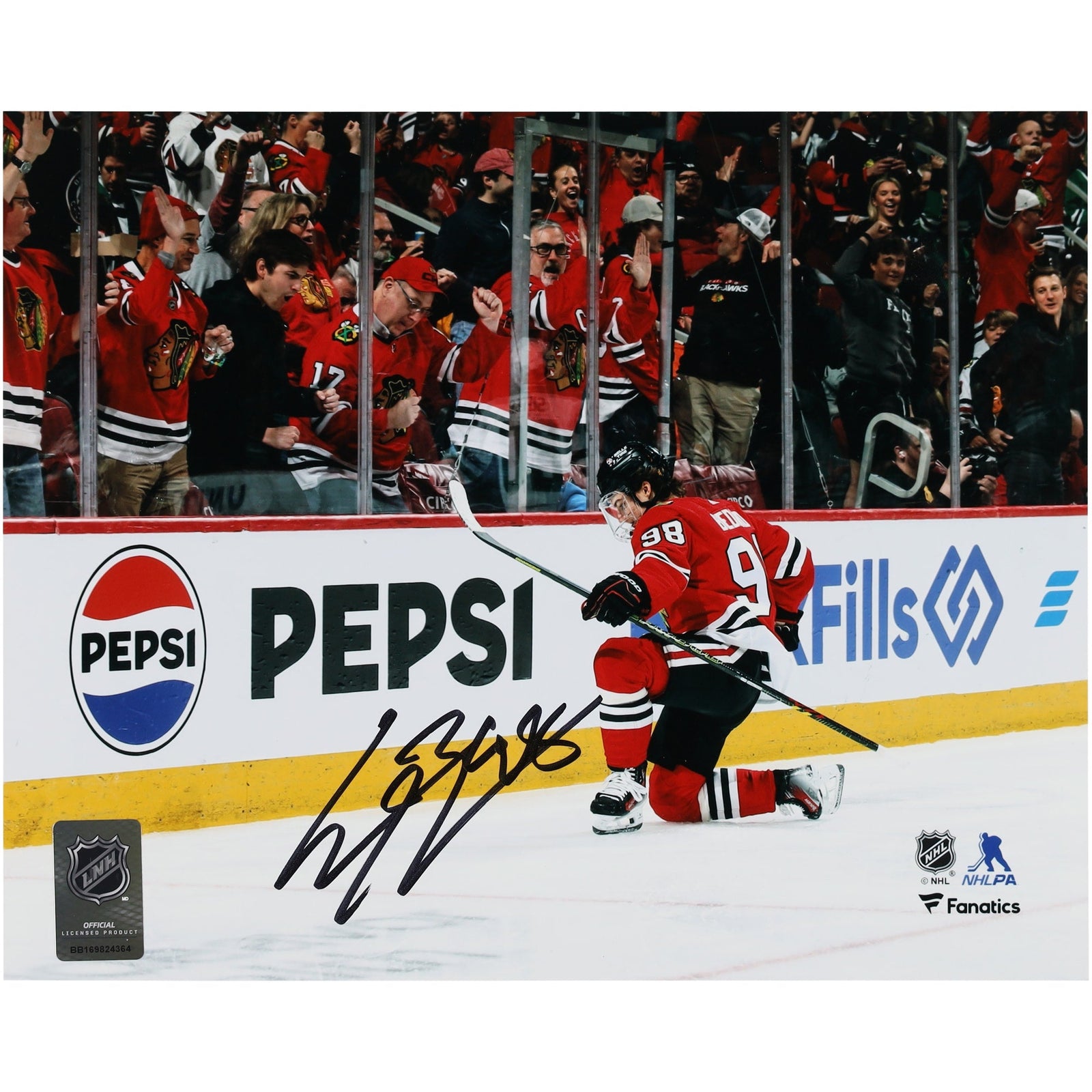 Connor Bedard Chicago Blackhawks Autographed Fanatics Authentic 8" x 10" Red Jersey Celebration Photograph - The Ballers Bank