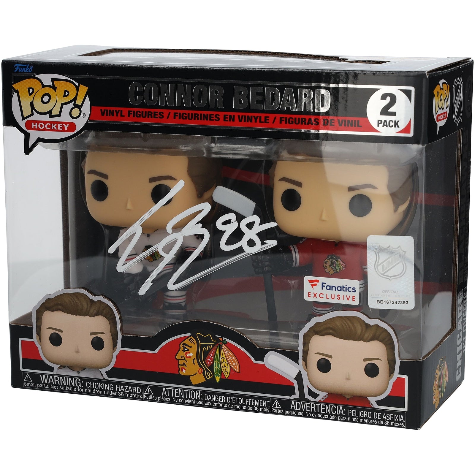 Connor Bedard Chicago Blackhawks Autographed Fanatics Authentic Two - Pack Funko Pop! Vinyl Figure - The Ballers Bank