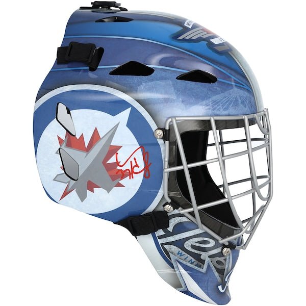 Connor Hellebuyck Winnipeg Jets Autographed Fanatics Authentic Alternate Replica Goalie Mask - The Ballers Bank