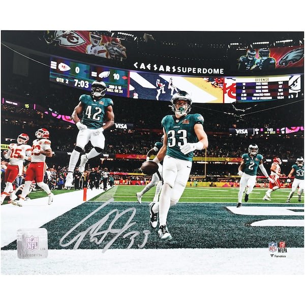 Cooper DeJean Philadelphia Eagles Autographed Fanatics Authentic 8" x 10" Super Bowl LIX Pick Six Photograph - The Ballers Bank