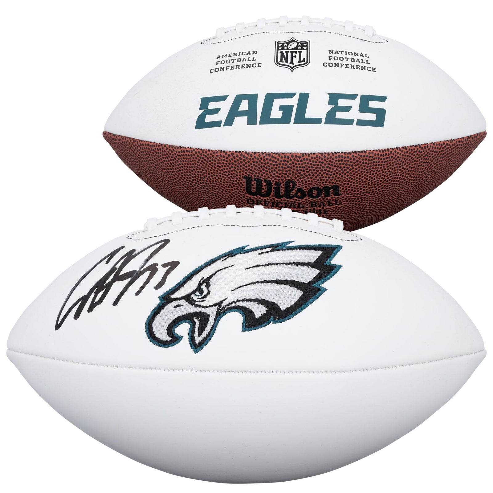 Cooper DeJean Philadelphia Eagles Autographed Fanatics Authentic Wilson White Panel Football - The Ballers Bank
