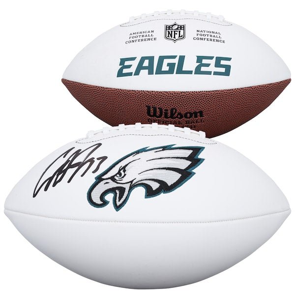 Cooper DeJean Philadelphia Eagles Autographed Fanatics Authentic Wilson White Panel Football - The Ballers Bank