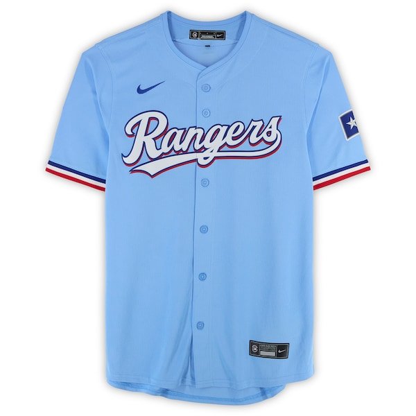 Corey Seager Texas Rangers Autographed Fanatics Authentic Light Blue Nike Replica Jersey - The Ballers Bank