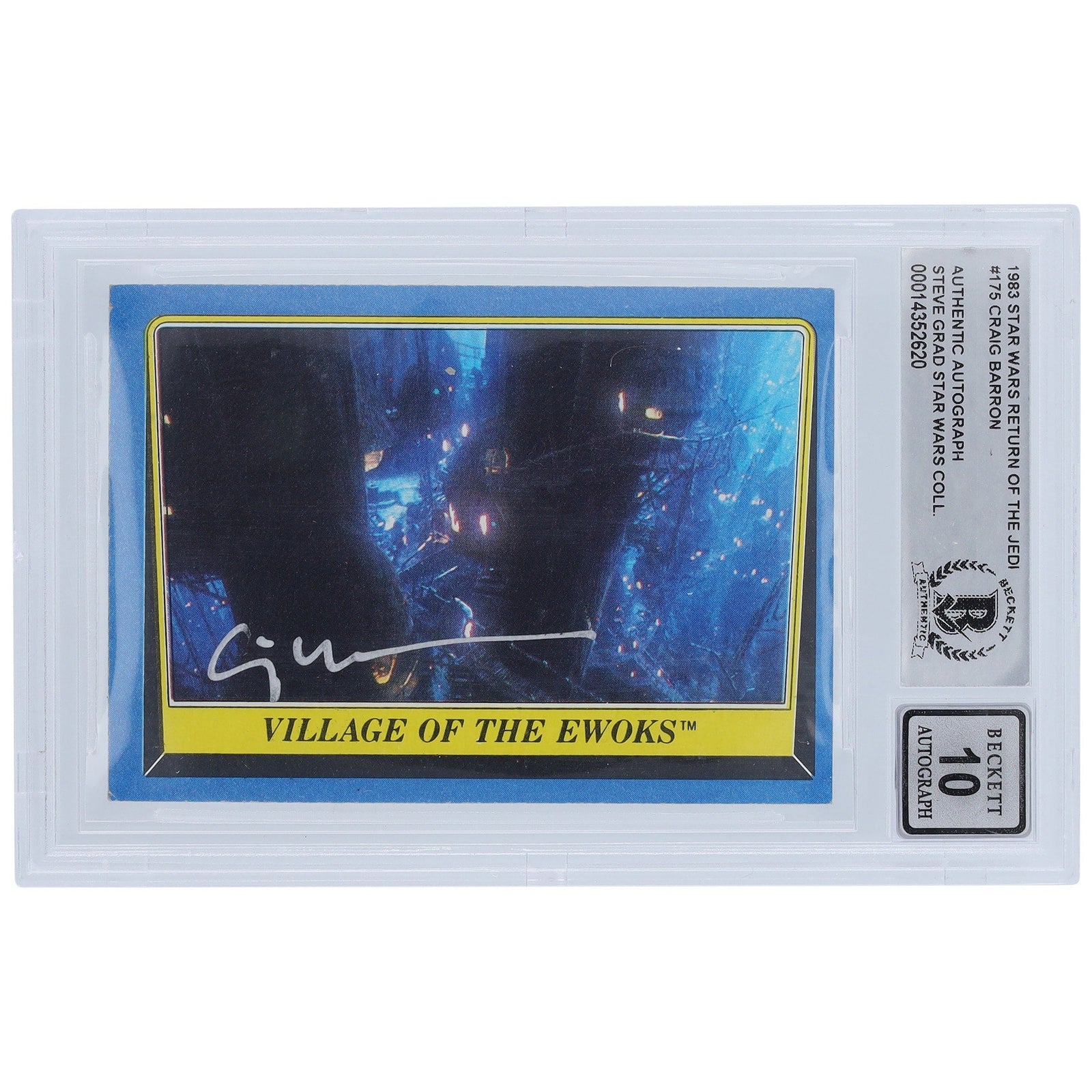 Craig Barron Star Wars Autographed 1983 Topps Return of the Jedi 175 BGS Authenticated 10 Card - The Ballers Bank