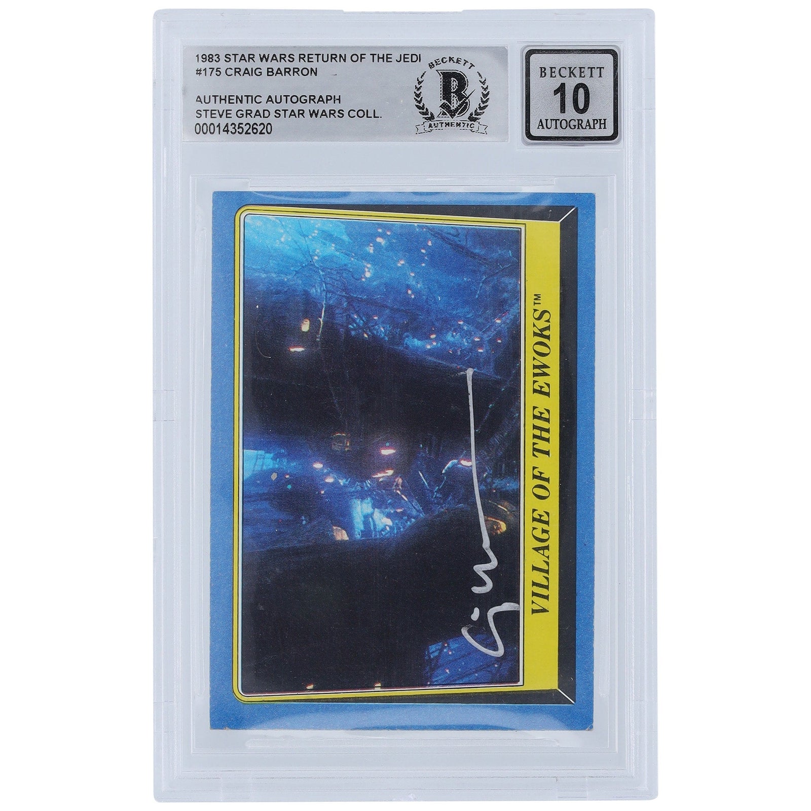 Craig Barron Star Wars Autographed 1983 Topps Return of the Jedi 175 BGS Authenticated 10 Card - The Ballers Bank