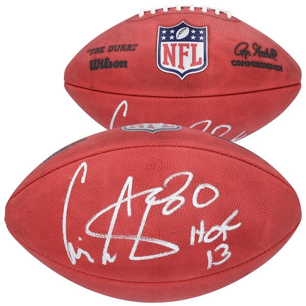 Cris Carter Minnesota Vikings Autographed Fanatics Authentic Wilson Duke Full Color Football with "HOF 13" Inscription - The Ballers Bank