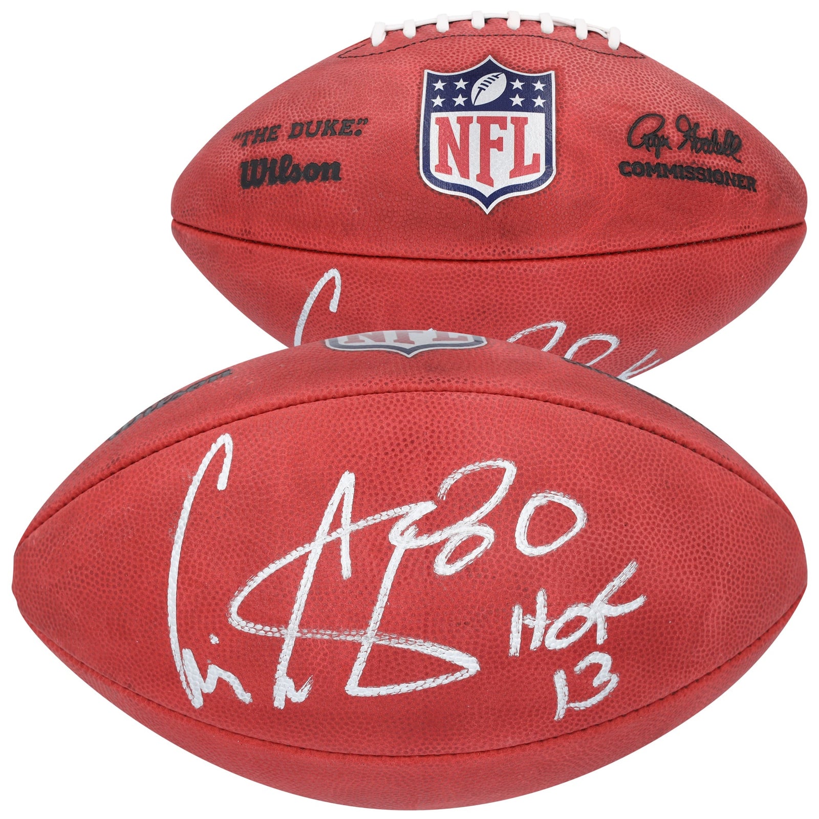 Cris Carter Minnesota Vikings Autographed Fanatics Authentic Wilson Duke Full Color Football with "HOF 13" Inscription - The Ballers Bank