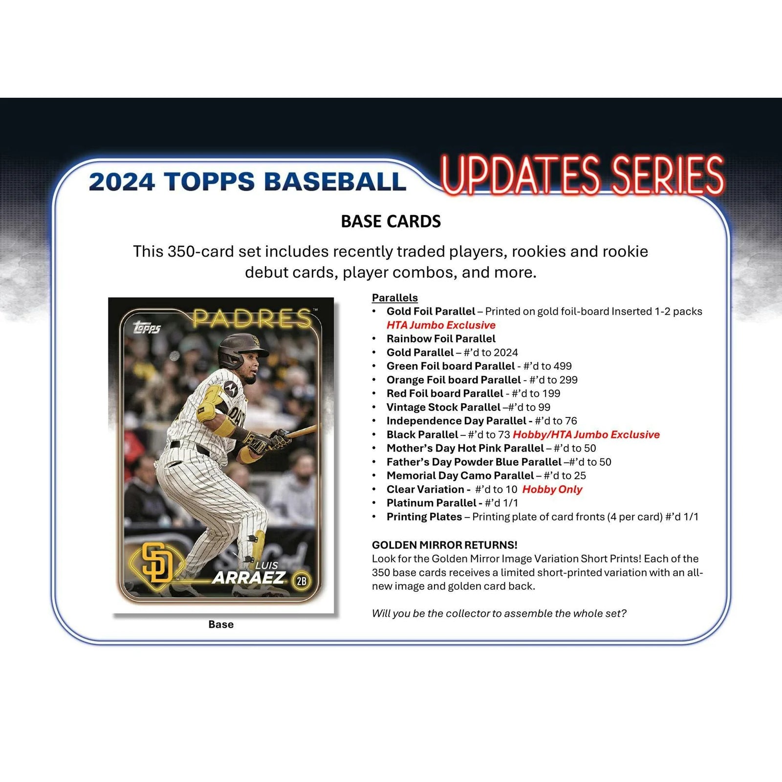 DRAFT - Just In 2024 Topps Update Series Baseball Hobby Jumbo Box