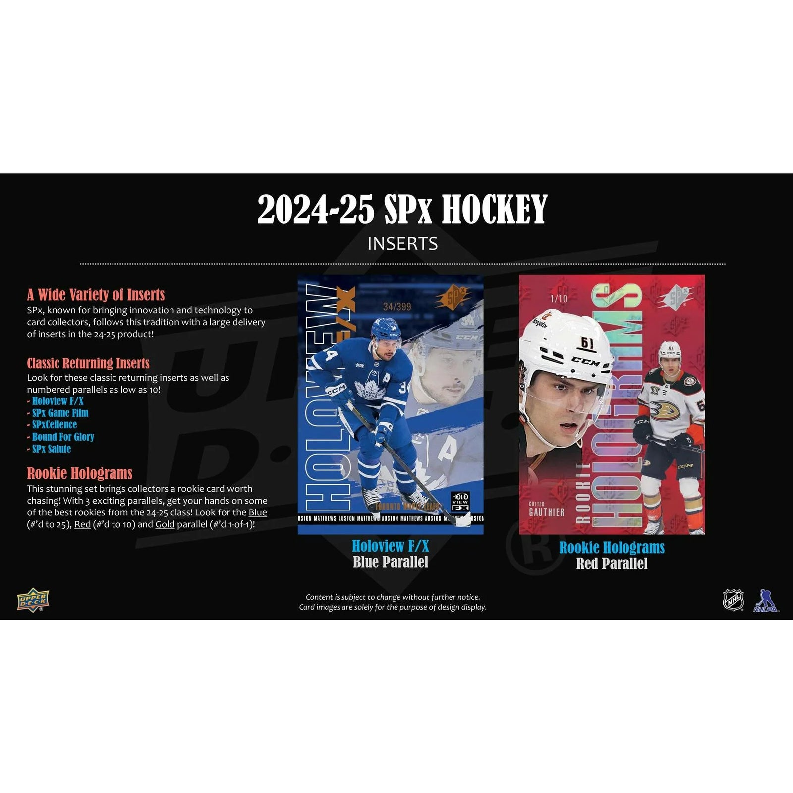 DRAFT - New 2024/25 Upper Deck SPx Hockey Hobby 20-Box Case