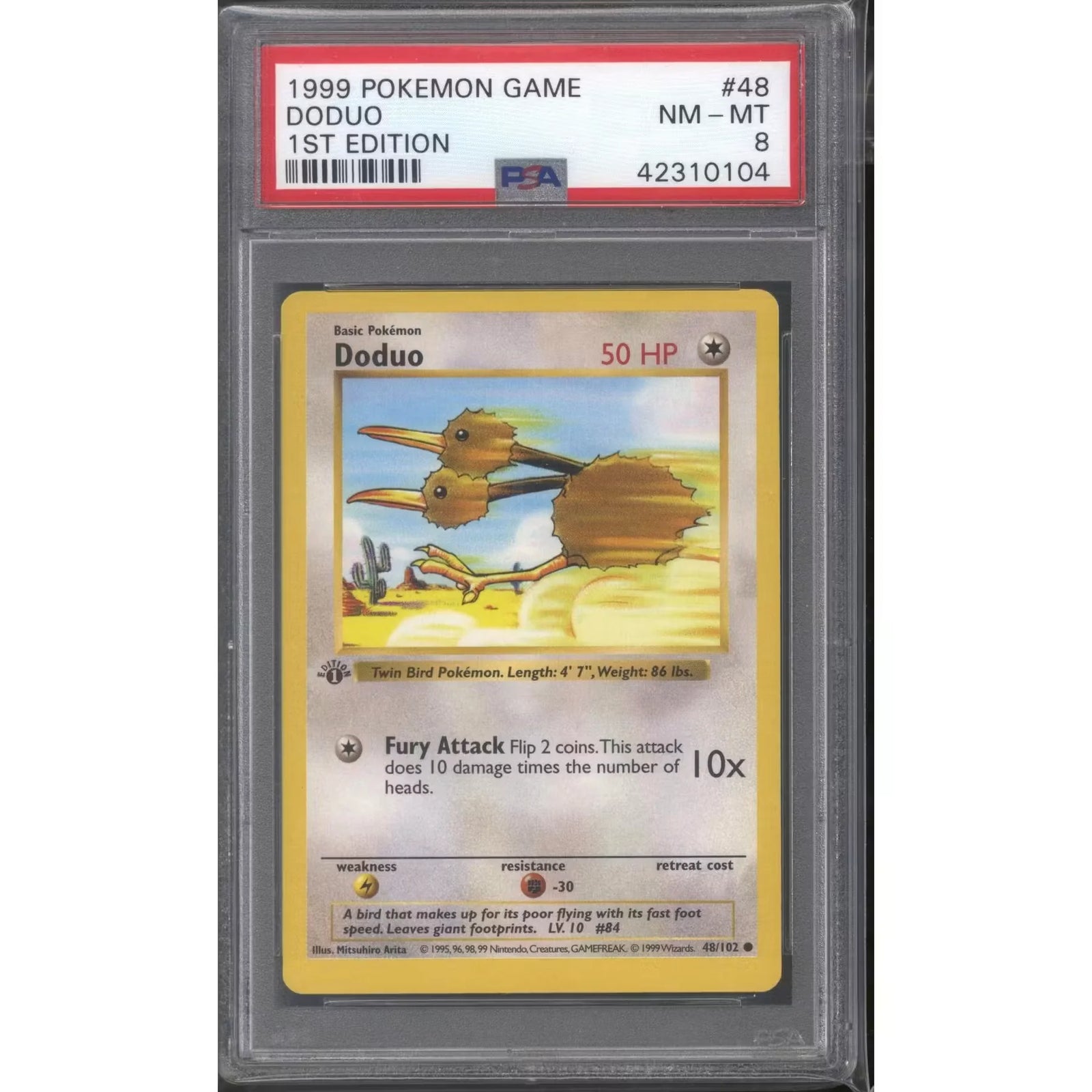 Pokemon Base Set Doduo 1st Edition Shadowless | PSA 8
