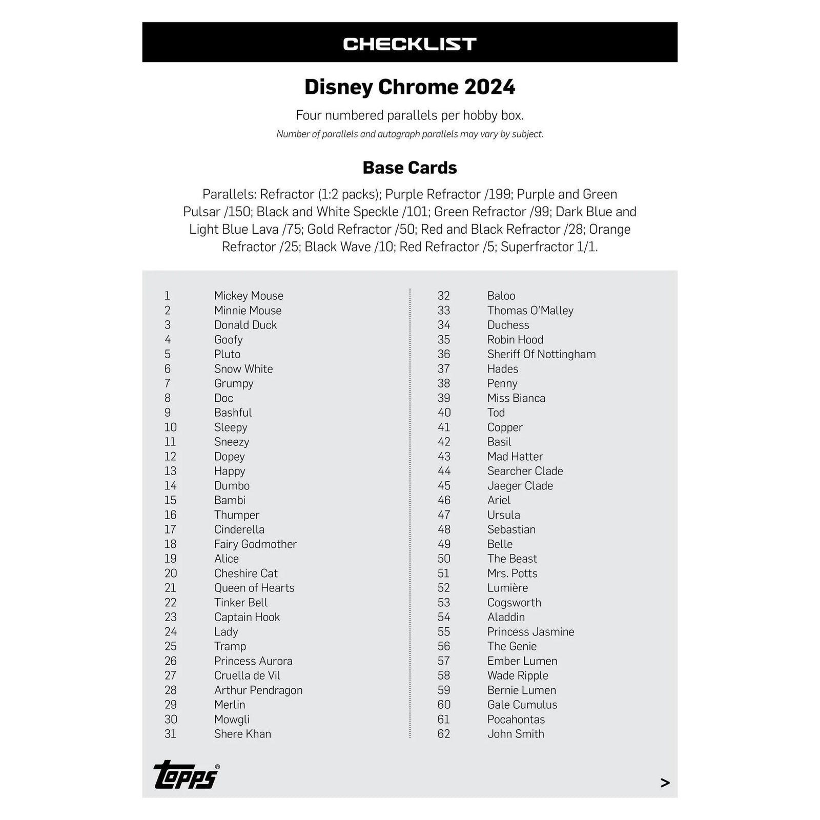 DRAFT - 2024 Topps Disney Chrome Hobby 12-Box Case