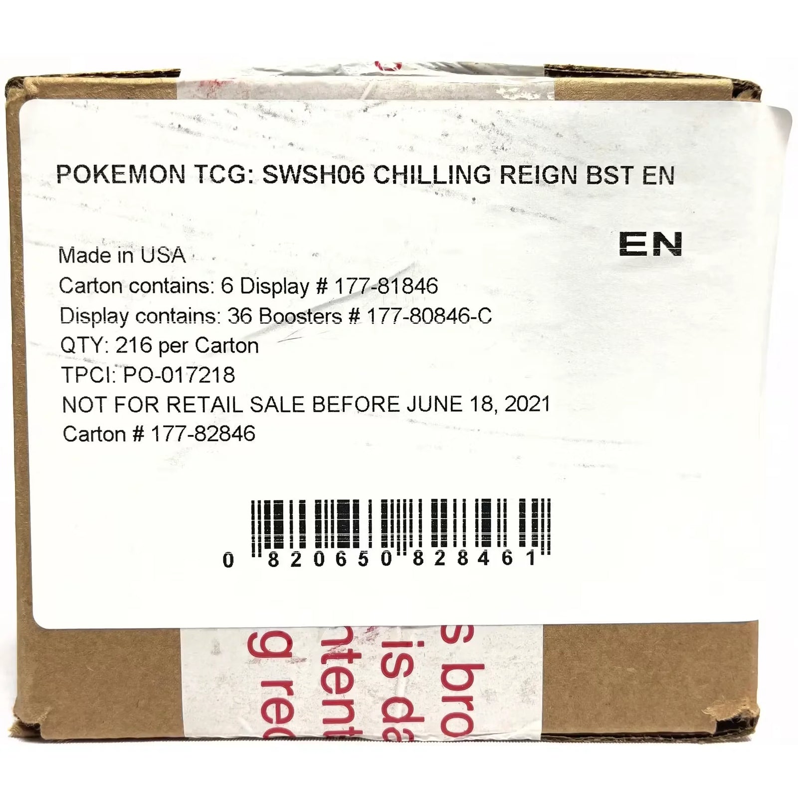 Pokemon Sword & Shield Chilling Reign Booster Case | 6 Boxes (Ships Sealed Only)