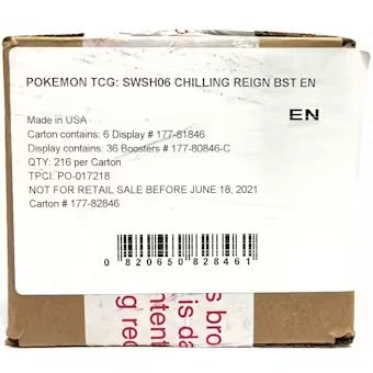 Pokemon Sword & Shield Chilling Reign Booster Case | 6 Boxes (Ships Sealed Only)