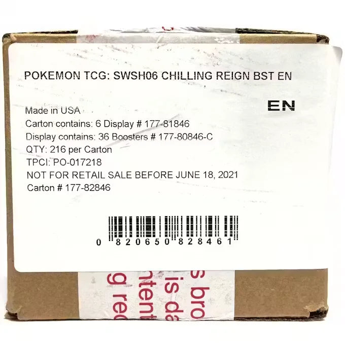 Pokemon Sword & Shield Chilling Reign Booster Case | 6 Boxes (Ships Sealed Only)