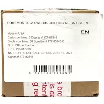 Pokemon Sword & Shield Chilling Reign Booster Case | 6 Boxes (Ships Sealed Only)