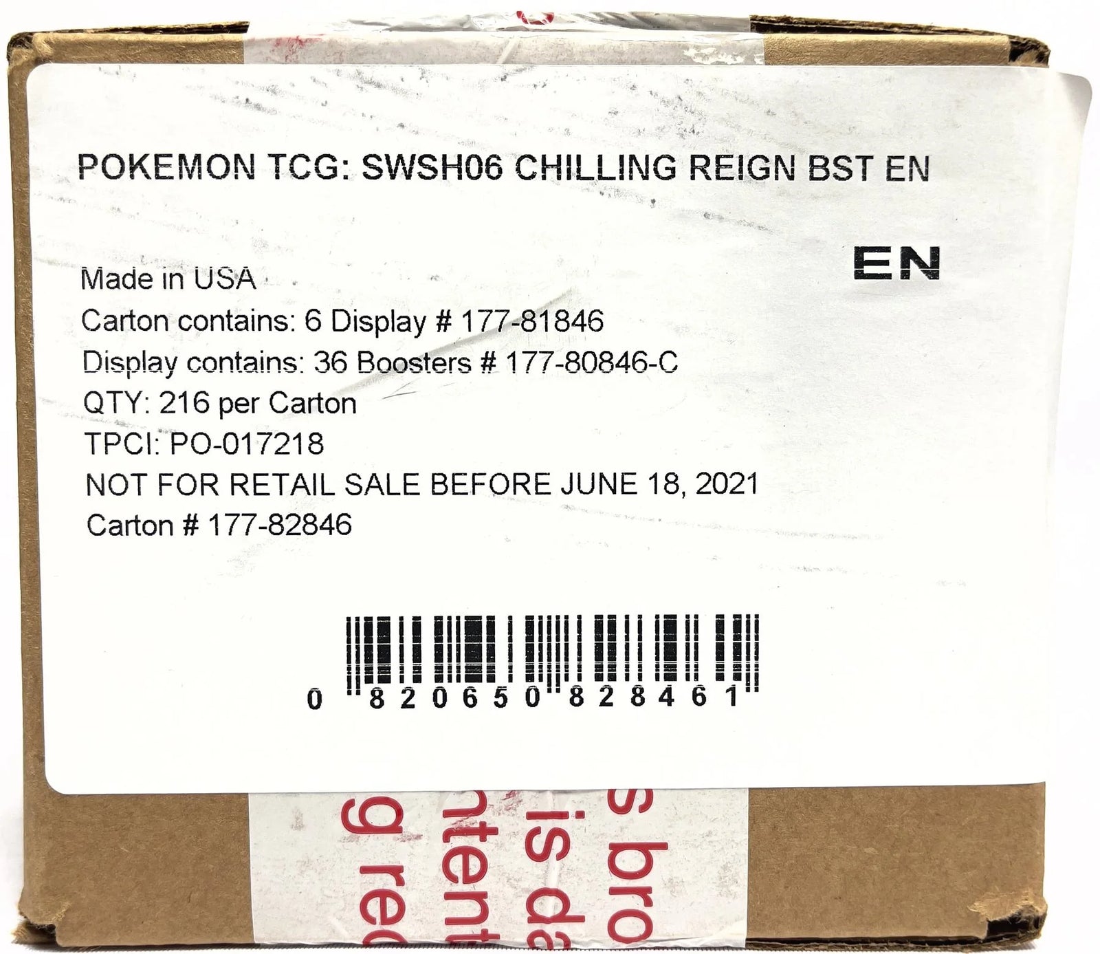 Pokemon Sword & Shield Chilling Reign Booster Case | 6 Boxes (Ships Sealed Only)