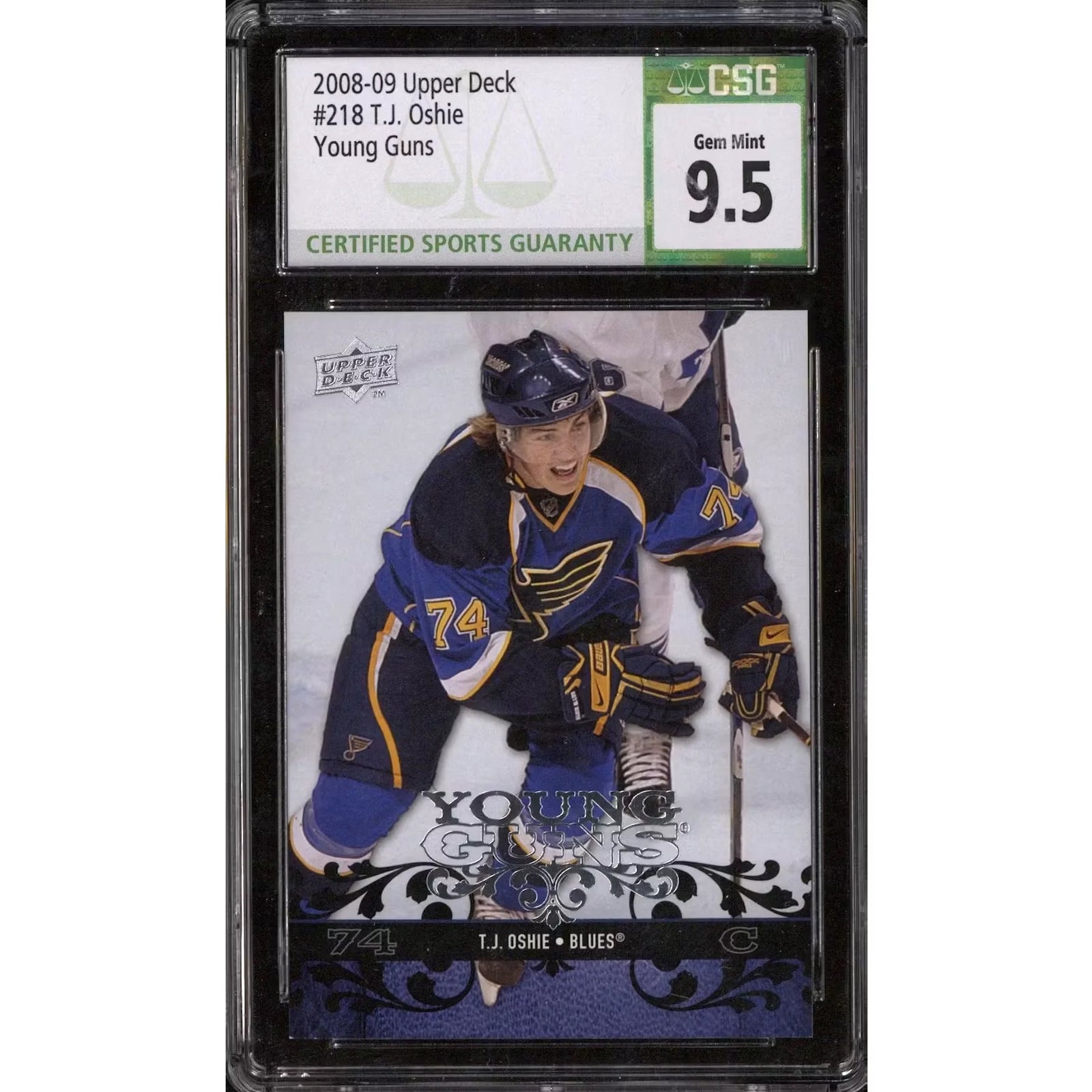 2008-09 Upper Deck Young Gun T.J. Oshie CSG 9.5 card #218