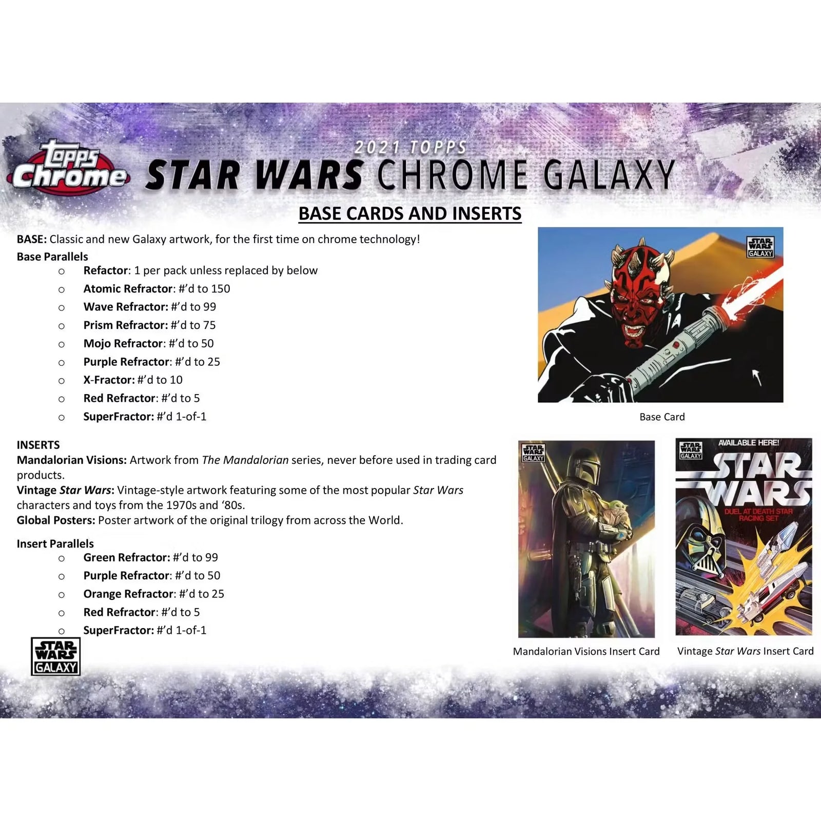 2021 Topps Star Wars Chrome Galaxy Hobby Box (Ships Sealed Only)