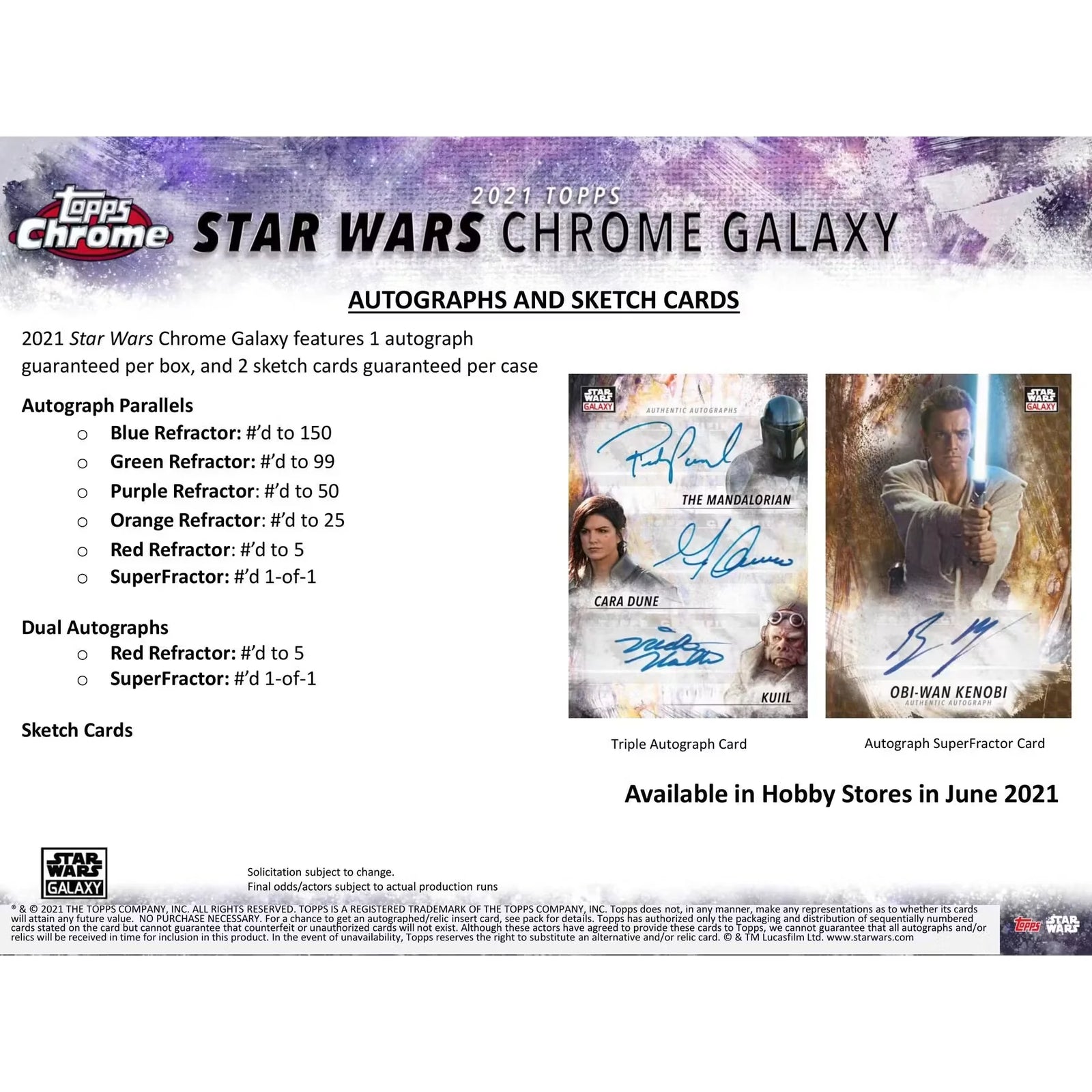 2021 Topps Star Wars Chrome Galaxy Hobby Box (Ships Sealed Only)