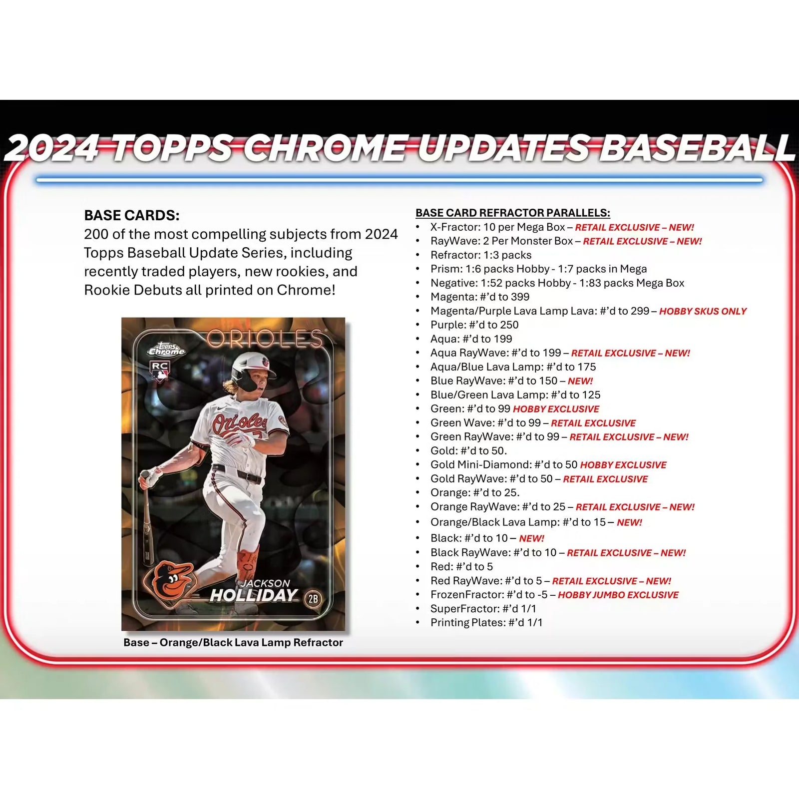 2024 Topps Chrome Update Series Baseball Hobby 6 Box Case