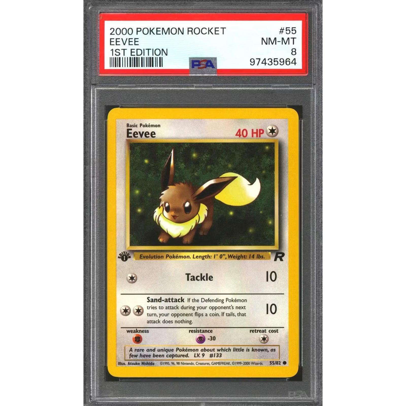 Pokemon Team Rocket 1st Edition Eevee 55/82 | PSA 8