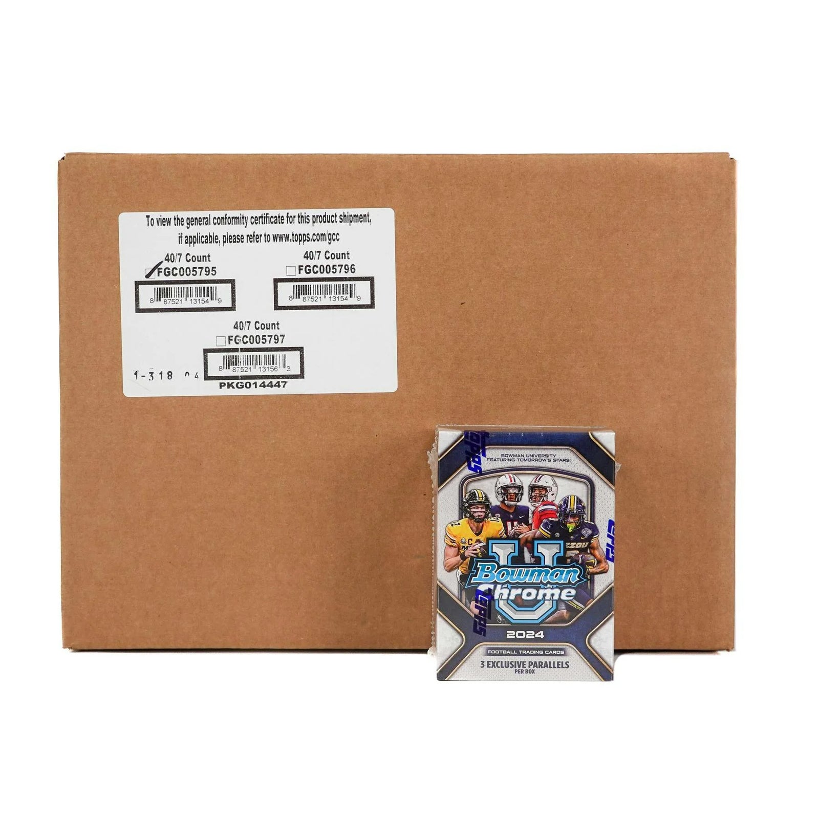 DRAFT - New 2024 Bowman University Chrome Football Blaster 40-Box Case