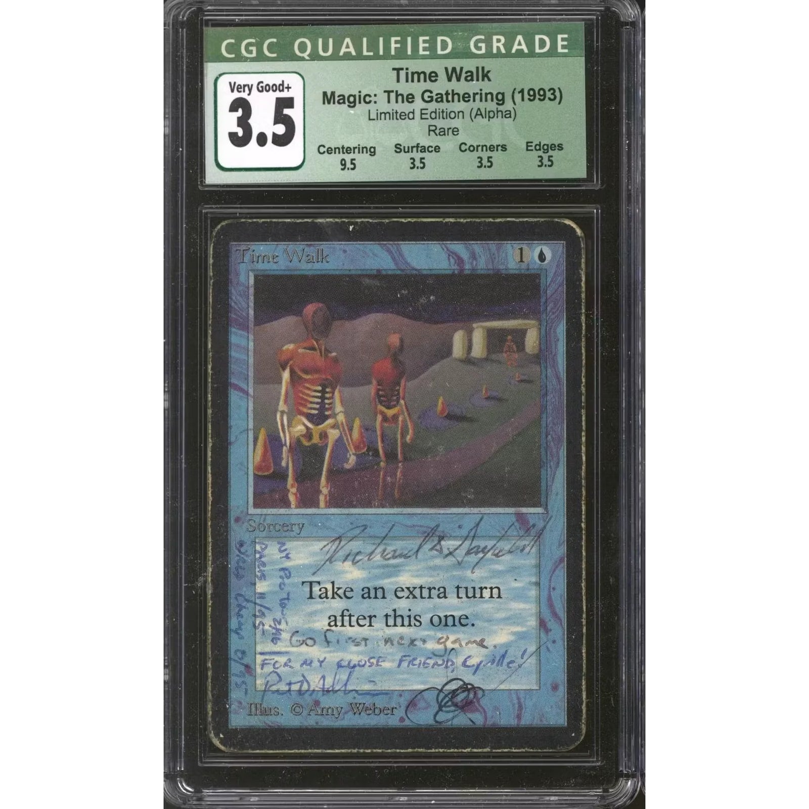 Magic: The Gathering Alpha Time Walk | Signed by Richard Garfield, Peter Adkinson & Amy We