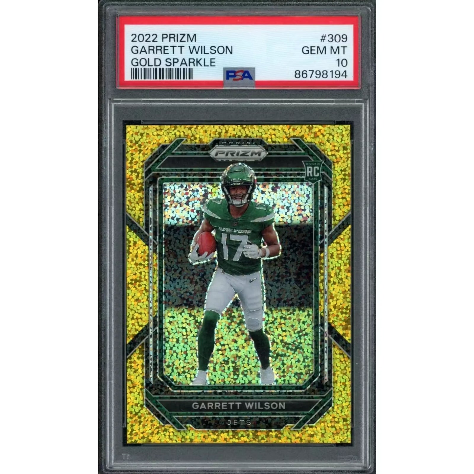 Garrett Wilson 2022 Panini Prizm Gold Sparkle #309 | PSA 10