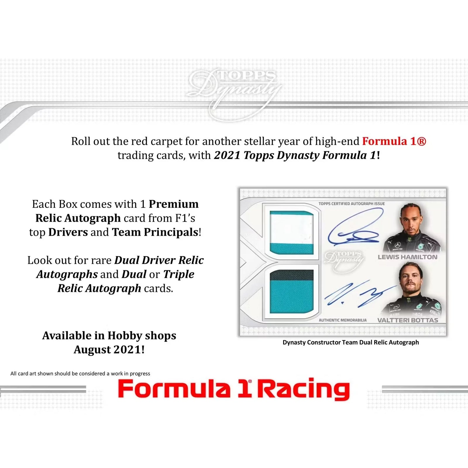 2021 Topps Dynasty Formula 1 Hobby Box | Autographed Relic Cards (Ships Sealed Only)
