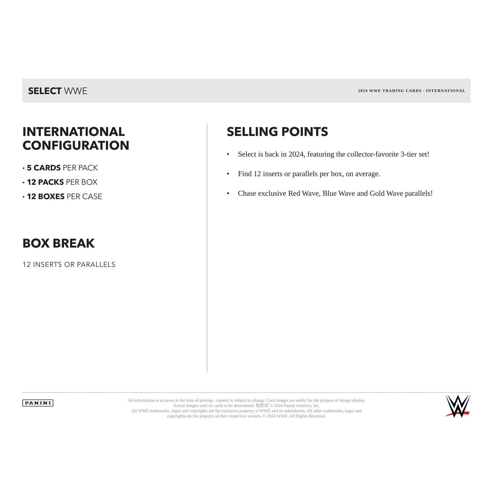 DRAFT - 2024 Panini Select WWE Wrestling International Hobby Box