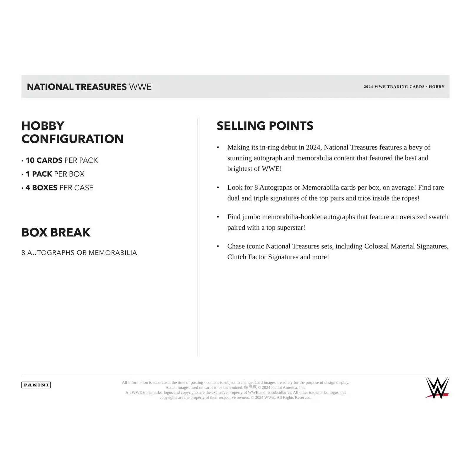 2024 Panini National Treasures WWE Wrestling Hobby Box
