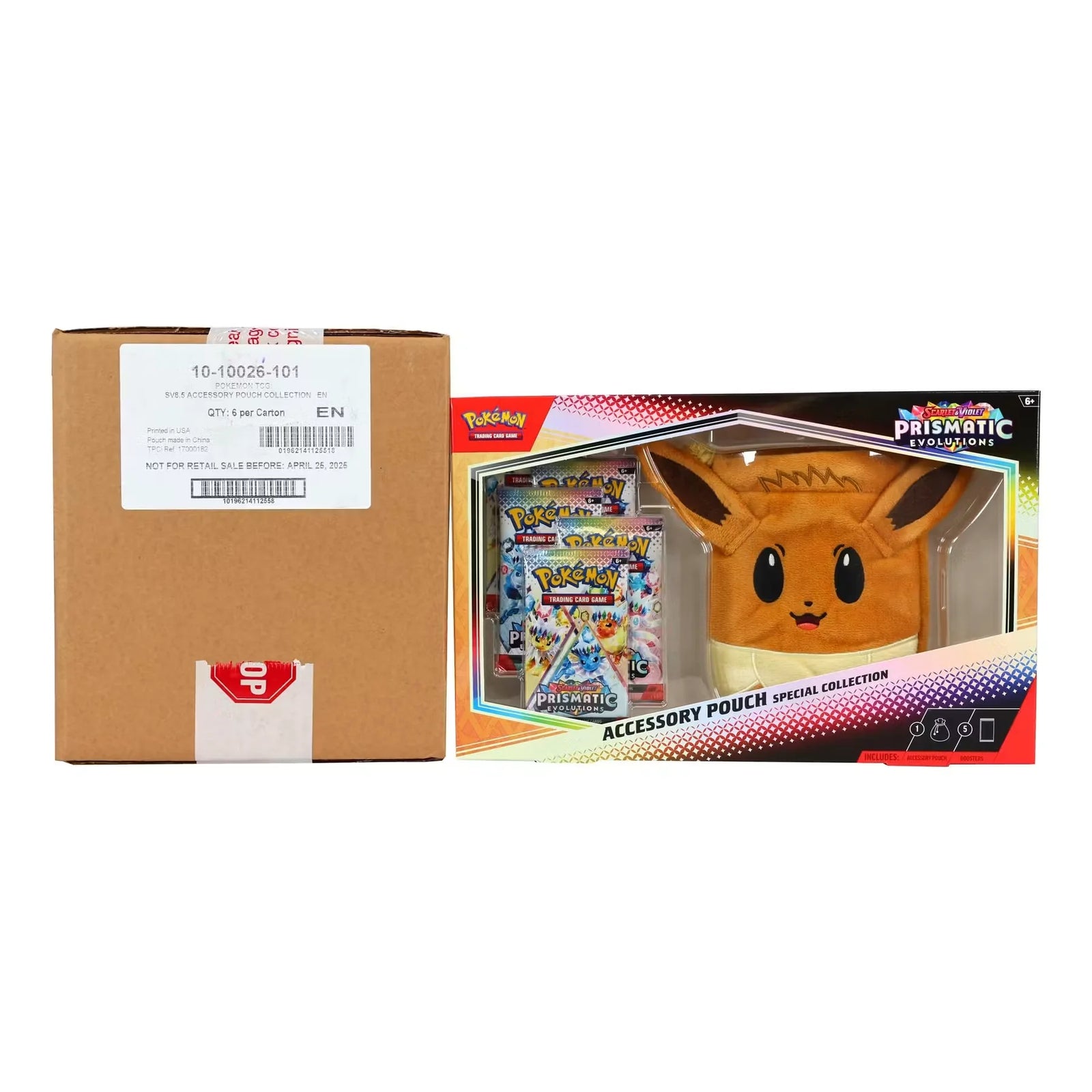 Pokemon Scarlet & Violet Prismatic Evolutions Eevee Accessory Pouch Case | 6 Boxes (Ships Sealed Only)