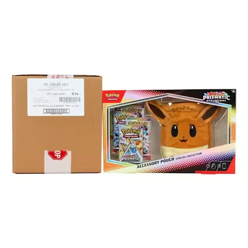 Pokemon Scarlet & Violet Prismatic Evolutions Eevee Accessory Pouch Case | 6 Boxes (Ships Sealed Only)