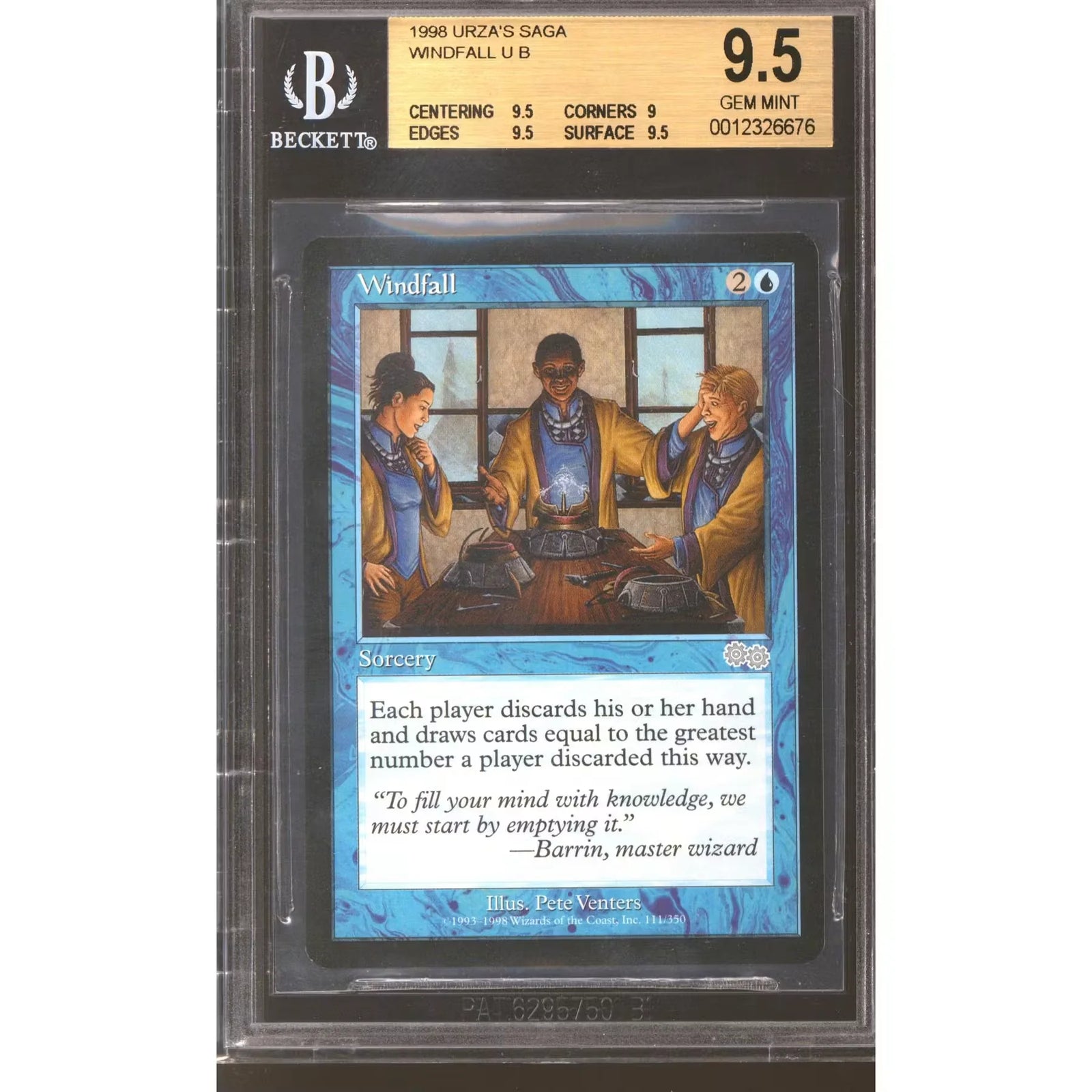 Windfall Urza's Saga BGS 9.5 Gem Mint | Magic the Gathering