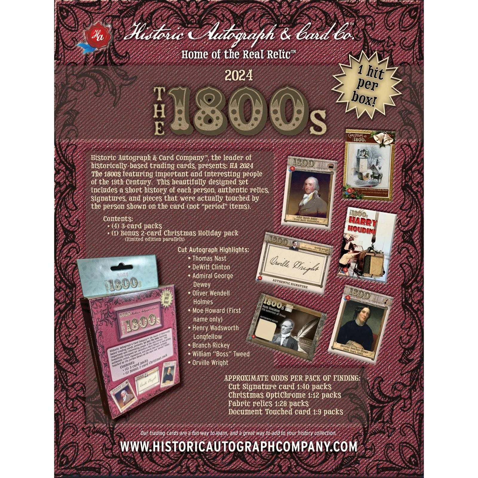 DRAFT - Historic Autographs The 1800s Trading Cards | 2024 Hobby 20-Box Case