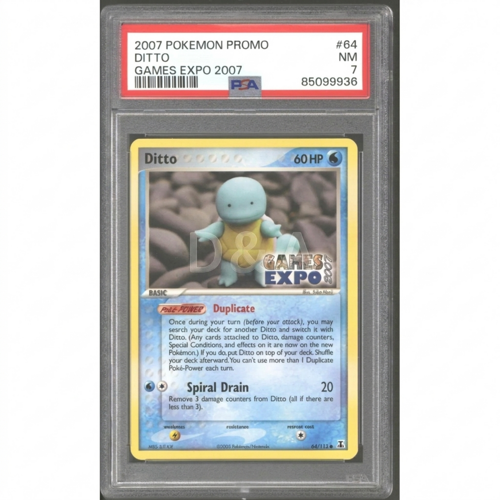Pokemon Games Expo 2007 Promo Ditto Squirtle 64/113 | PSA 7