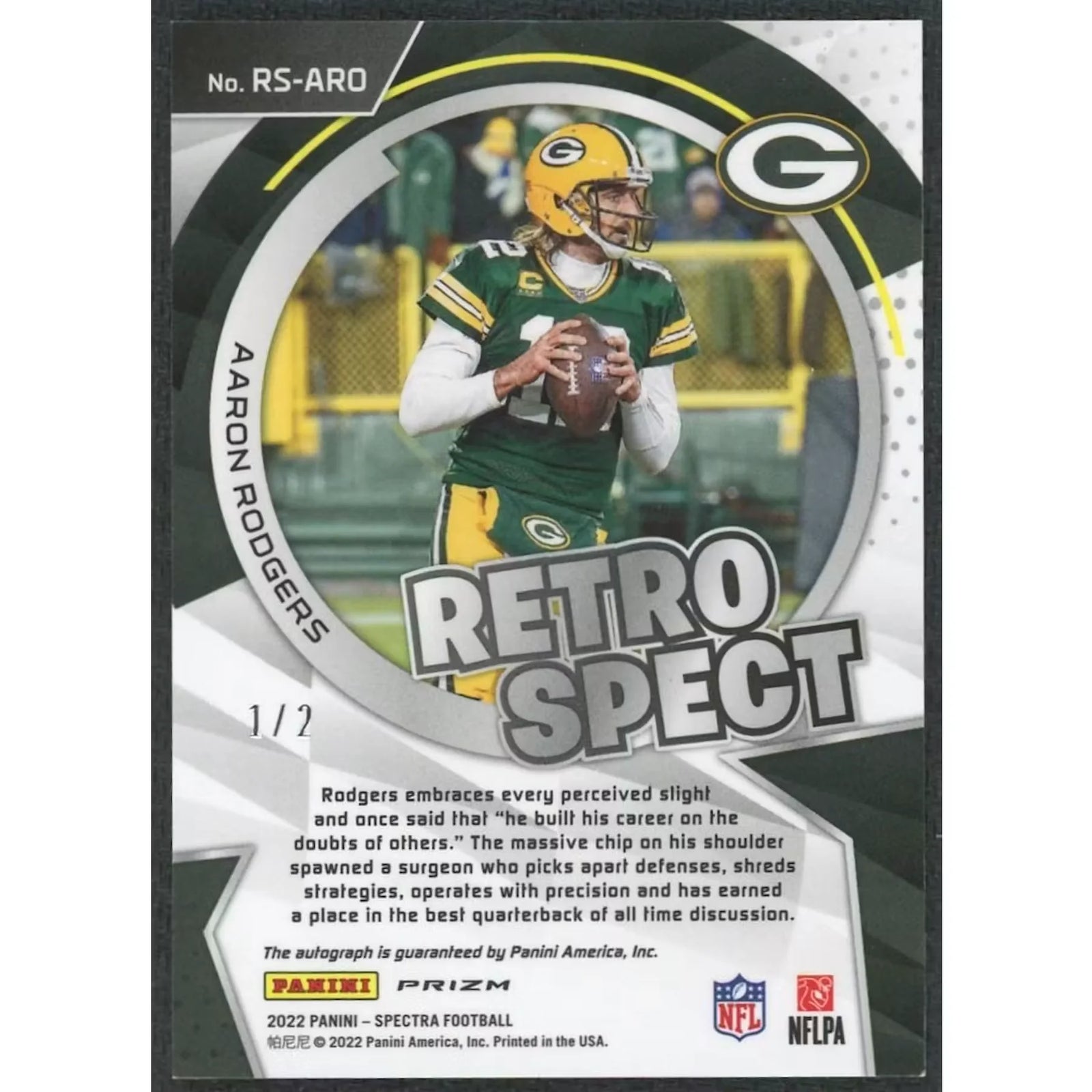 Aaron Rodgers Signed 2022 Panini Spectra Card | Retrospect Auto/2