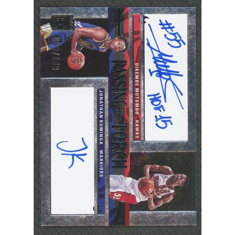 Jonathan Kuminga & Dikembe Mutombo Signed Card | 2021 Panini Elite Passing the Torch