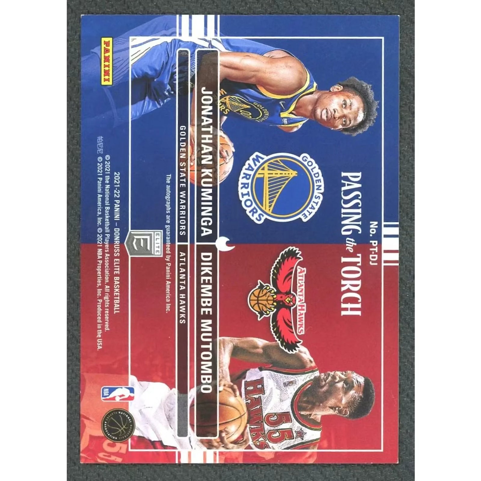 Jonathan Kuminga & Dikembe Mutombo Signed Card | 2021 Panini Elite Passing the Torch