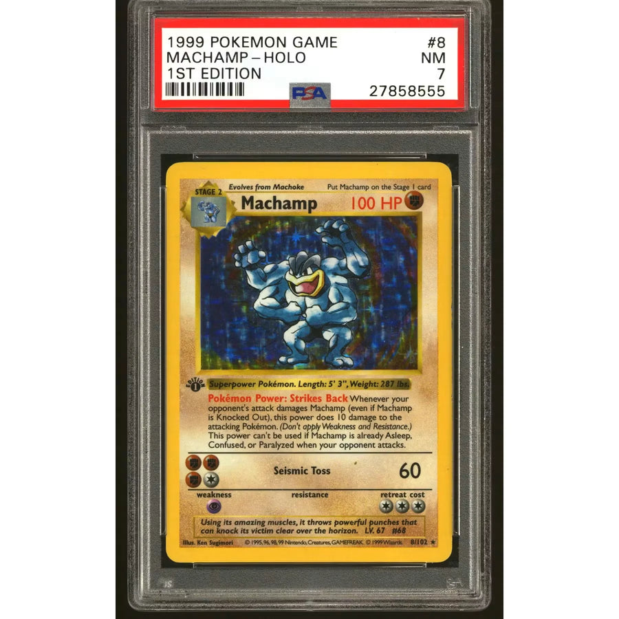 Pokemon Base Set Machamp 1st Edition Shadowless | PSA 7