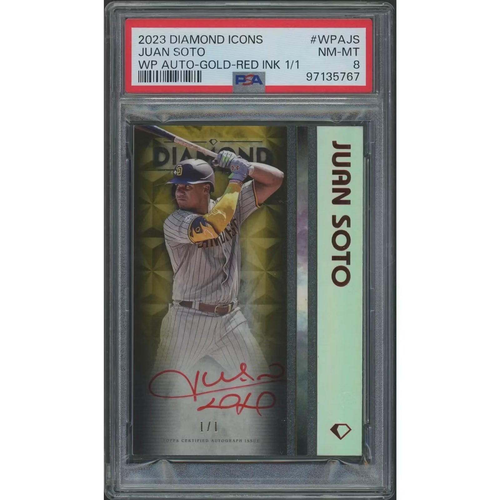 Juan Soto Signed 2023 Topps Diamond Icons #1 Card | PSA 8 1/1