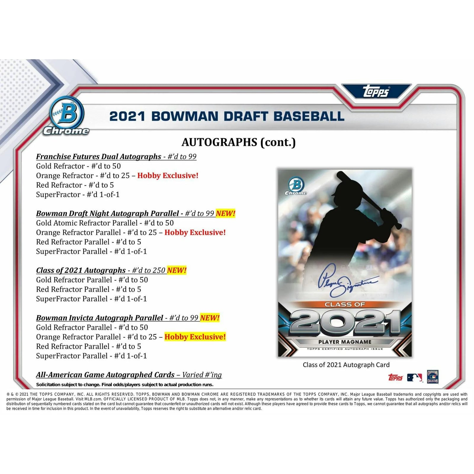 DRAFT - Just In 2021 Bowman Draft Baseball Hobby Jumbo Box