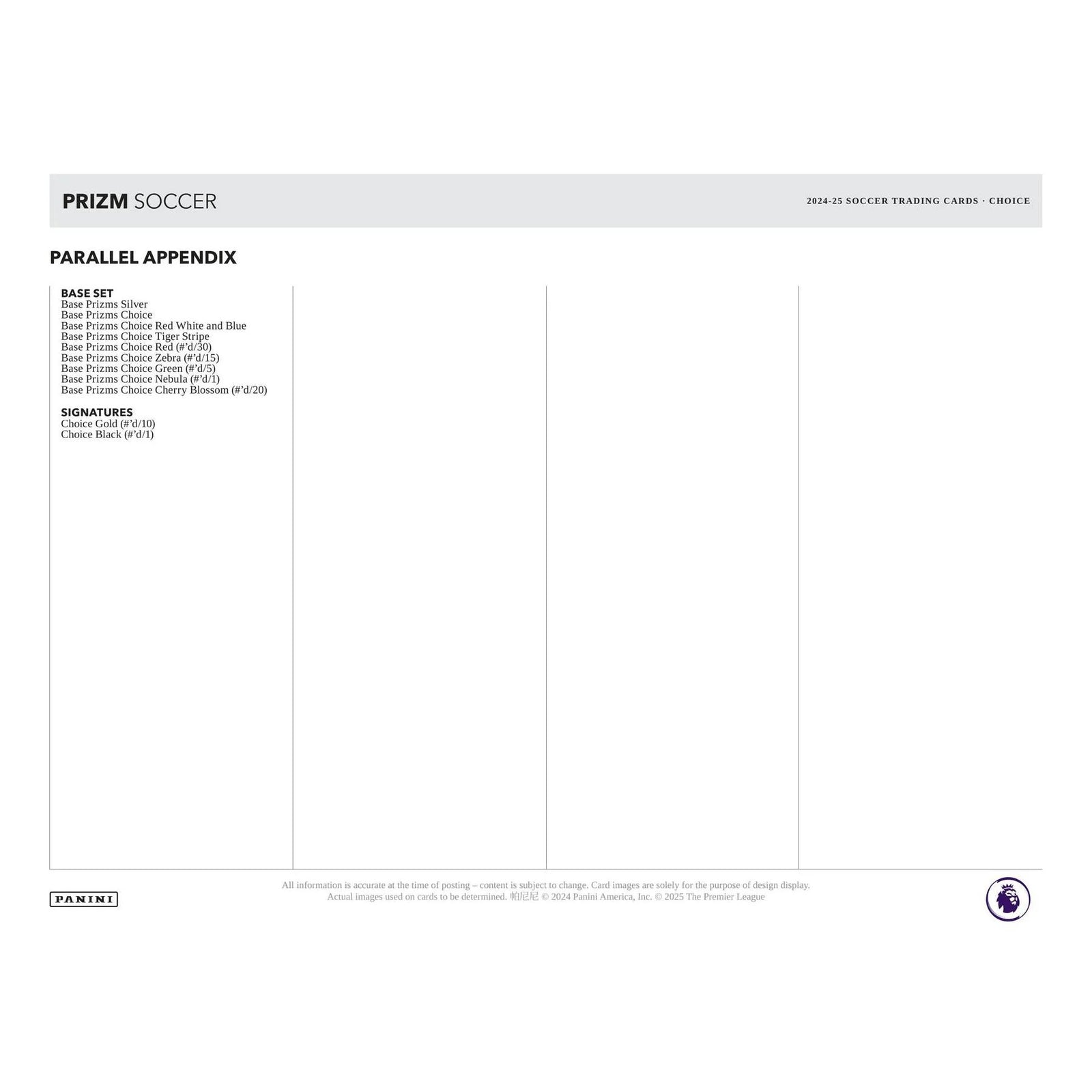 DRAFT - 2024/25 Panini Prizm Premier League Soccer Choice Box